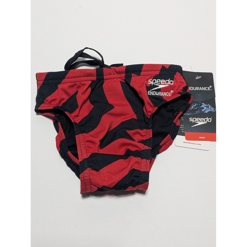 Speedo Mens Endurance+ Vortex Maze Swim Brief Red Black Size 22